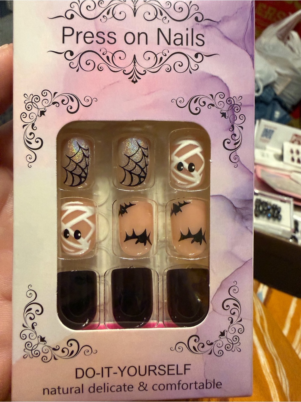 Halloween Mummy & Bat Design - Pink & Black